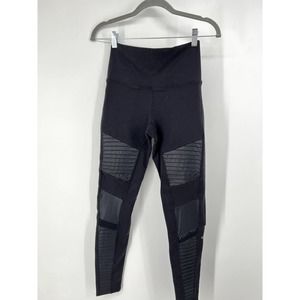 ALO Yoga Black Leggings with Ribbed Detail